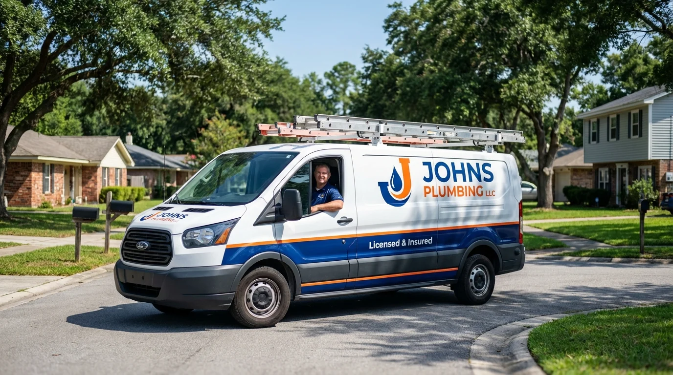 Johns Plumbing LLC service van in Henryville, IN