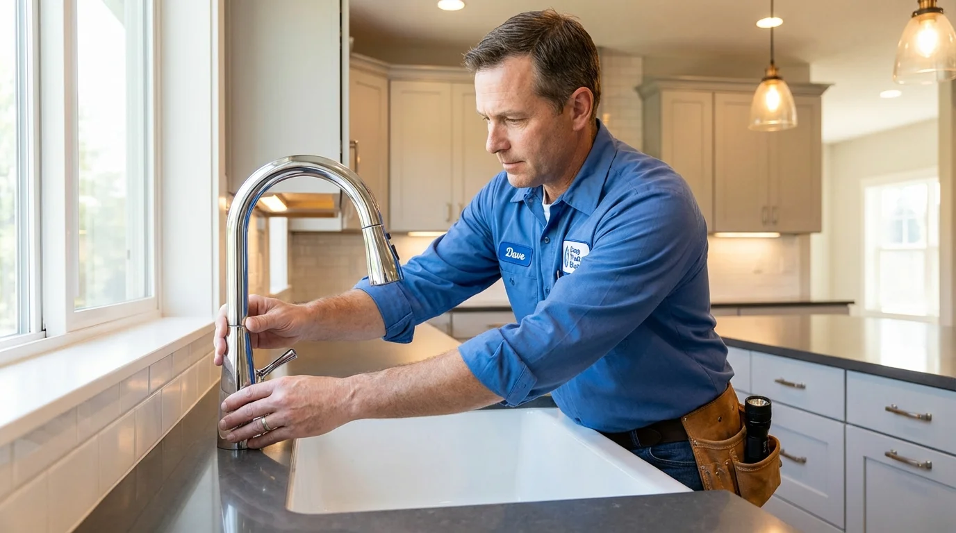 Kitchen faucet installation by Johns Plumbing LLC in Henryville